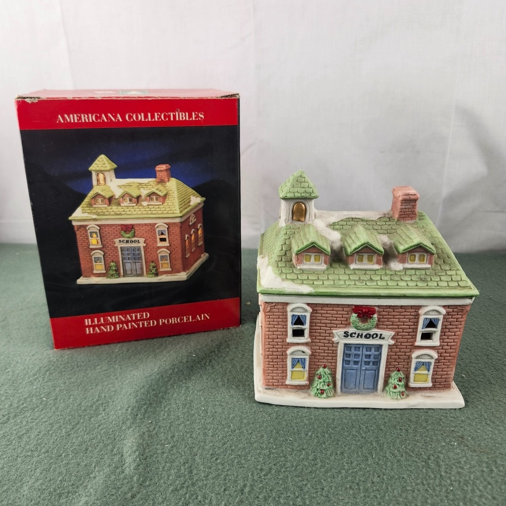Vintage K-Mart Trim A Home Christmas Village School House 1990